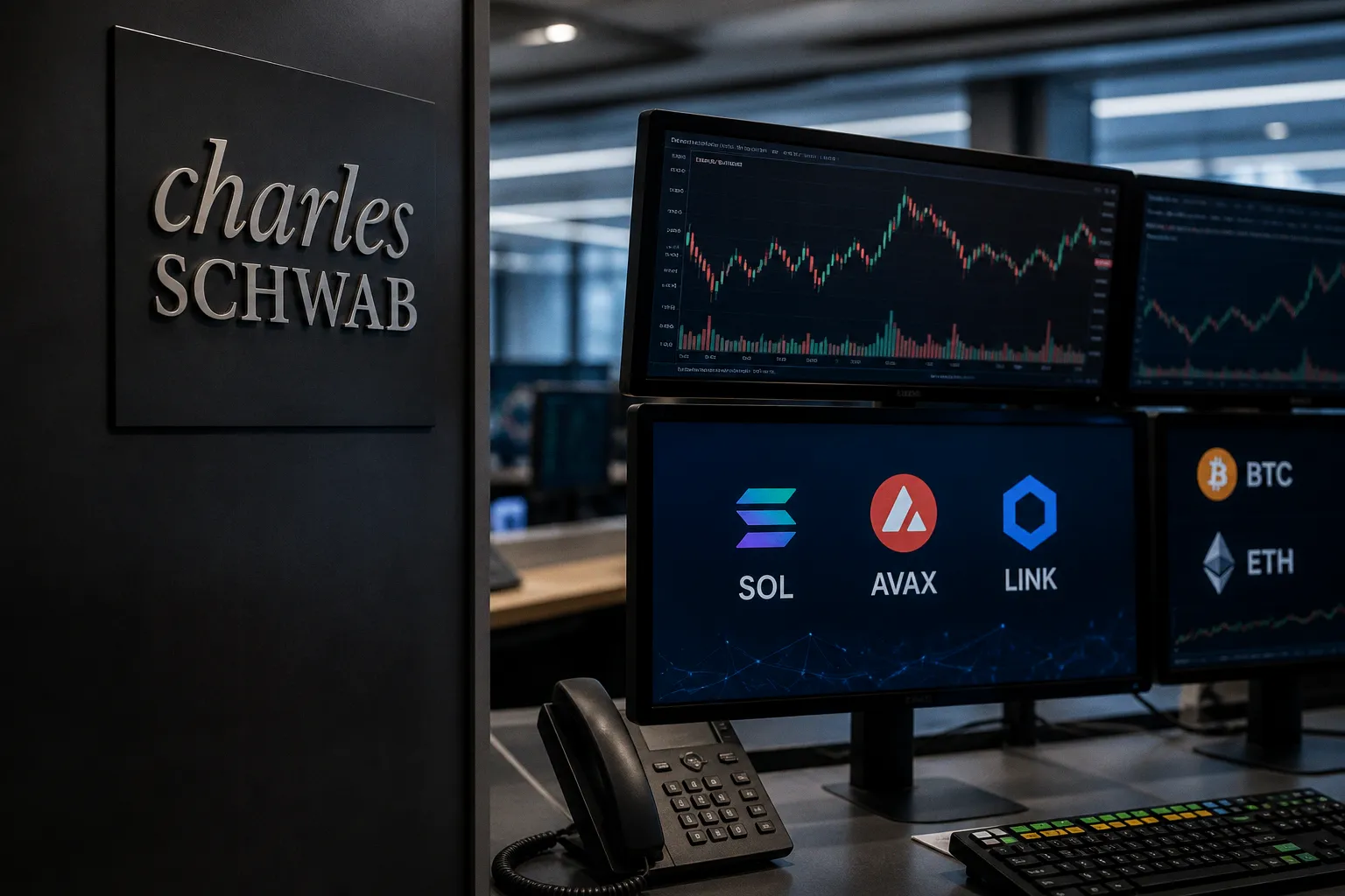 Charles Schwab расширяет крипто-платформу за счет Solana, Avalanche и Chainlink